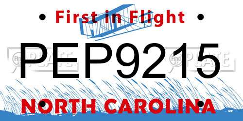 PEP9215 North Carolina License Plate
