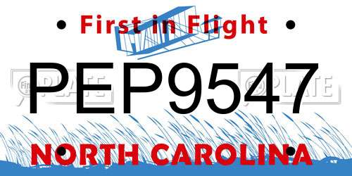 PEP9547 North Carolina License Plate