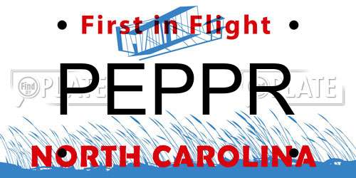 PEPPR North Carolina License Plate