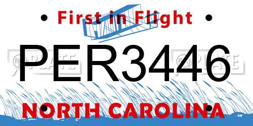 PER3446 North Carolina License Plate