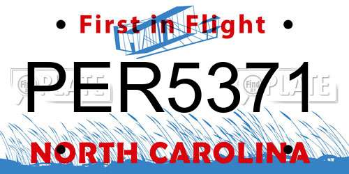 PER5371 North Carolina License Plate