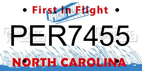 PER7455 North Carolina License Plate