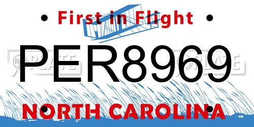 PER8969 North Carolina License Plate