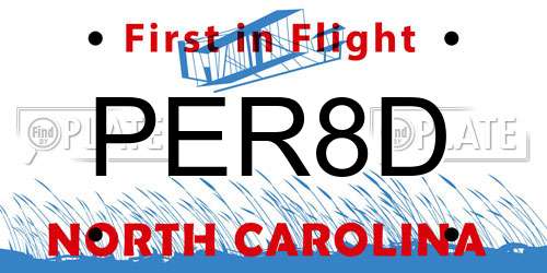 PER8D North Carolina License Plate