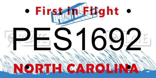 PES1692 North Carolina License Plate