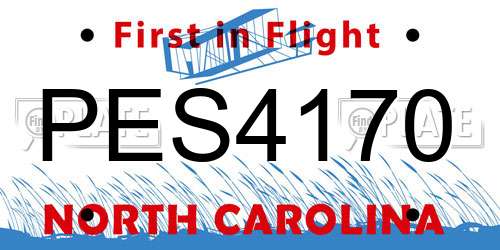 PES4170 North Carolina License Plate