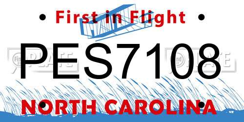 PES7108 North Carolina License Plate