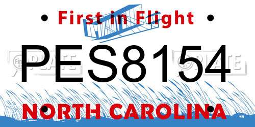 PES8154 North Carolina License Plate