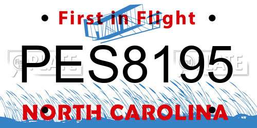 PES8195 North Carolina License Plate