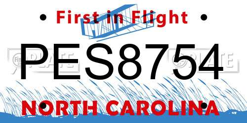 PES8754 North Carolina License Plate