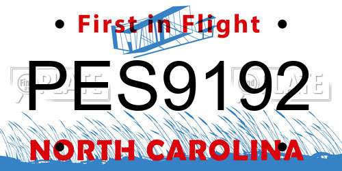 PES9192 North Carolina License Plate