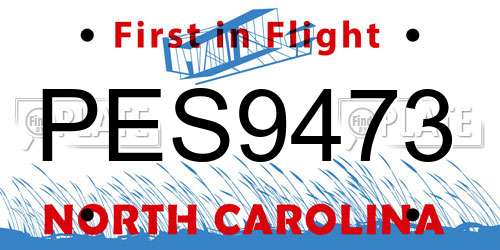 PES9473 North Carolina License Plate
