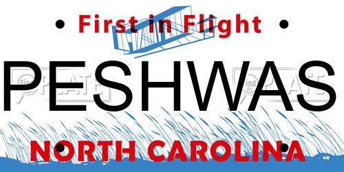 PESHWAS North Carolina License Plate