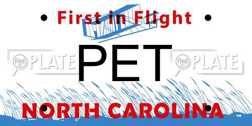 PET North Carolina License Plate