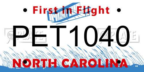 PET1040 North Carolina License Plate