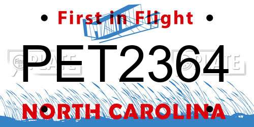 PET2364 North Carolina License Plate