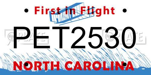 PET2530 North Carolina License Plate