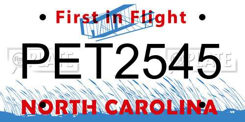 PET2545 North Carolina License Plate