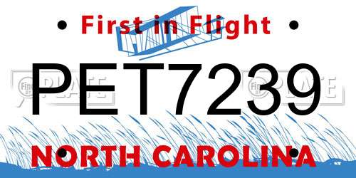 PET7239 North Carolina License Plate