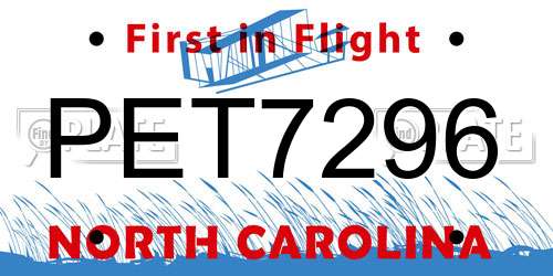 PET7296 North Carolina License Plate