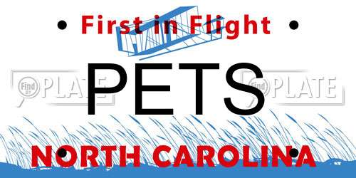 PETS North Carolina License Plate