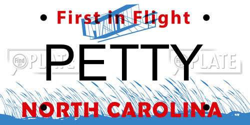 PETTY North Carolina License Plate