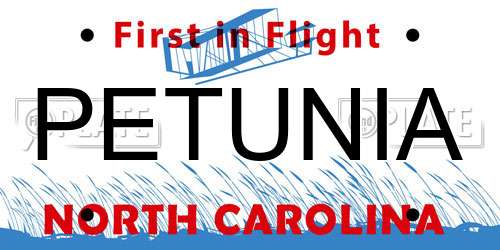 PETUNIA North Carolina License Plate