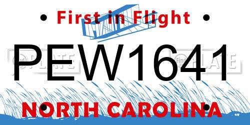 PEW1641 North Carolina License Plate