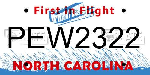 PEW2322 North Carolina License Plate