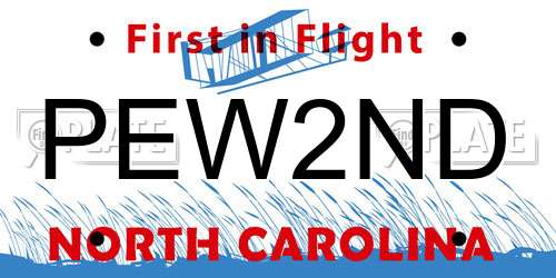 PEW2ND North Carolina License Plate
