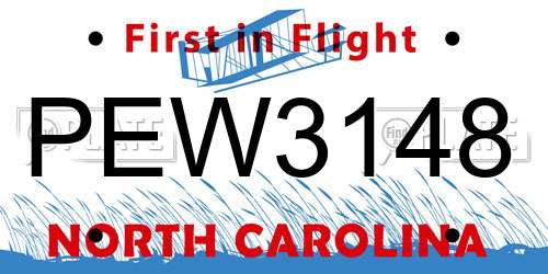 PEW3148 North Carolina License Plate