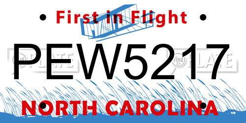 PEW5217 North Carolina License Plate