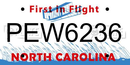 PEW6236 North Carolina License Plate
