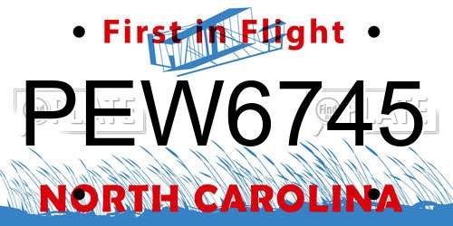 PEW6745 North Carolina License Plate