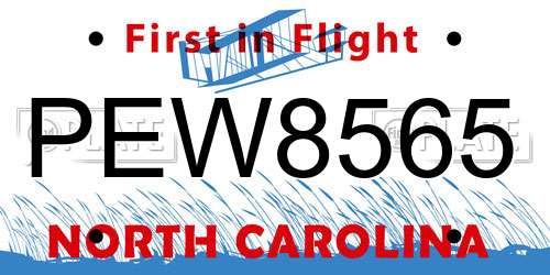 PEW8565 North Carolina License Plate