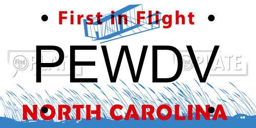PEWDV North Carolina License Plate
