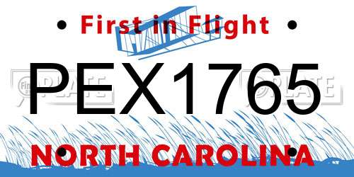 PEX1765 North Carolina License Plate
