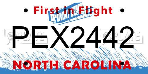 PEX2442 North Carolina License Plate