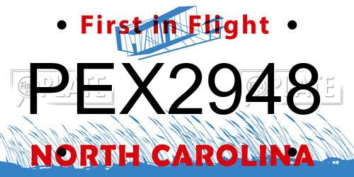 PEX2948 North Carolina License Plate