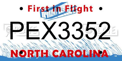 PEX3352 North Carolina License Plate
