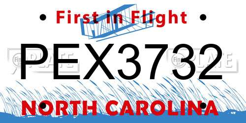 PEX3732 North Carolina License Plate