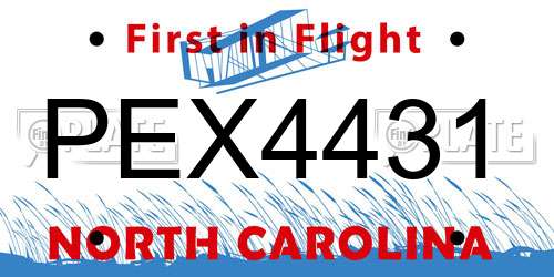 PEX4431 North Carolina License Plate