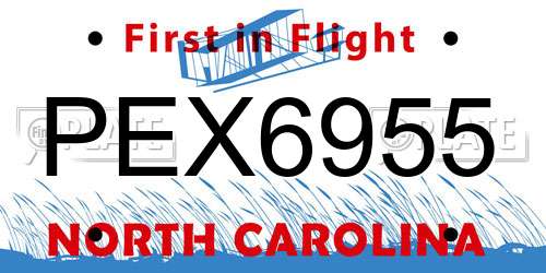 PEX6955 North Carolina License Plate
