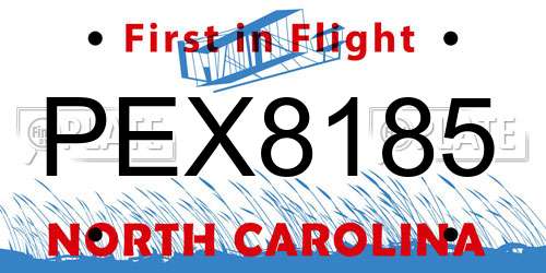 PEX8185 North Carolina License Plate