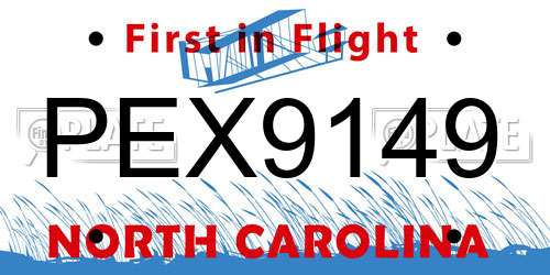 PEX9149 North Carolina License Plate