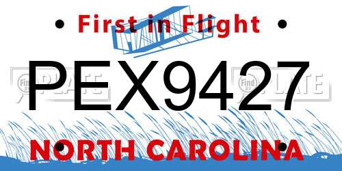 PEX9427 North Carolina License Plate