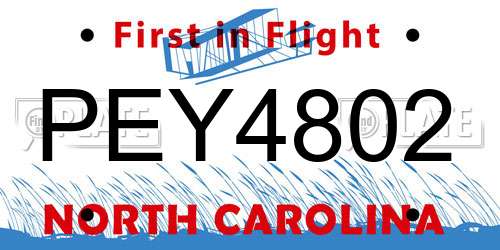 PEY4802 North Carolina License Plate