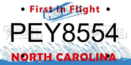 PEY8554 North Carolina License Plate