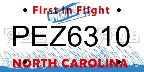 PEZ6310 North Carolina License Plate