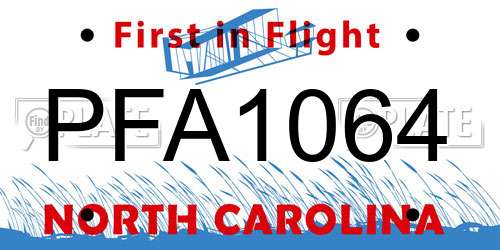 PFA1064 North Carolina License Plate